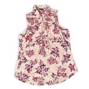 EXPRESS Sleeveless Collared Blouse Pink Floral Medium​​​​​
